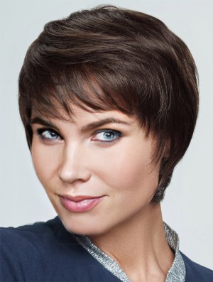 Hair Wigs Brown Cropped Straight Boycuts Wigs