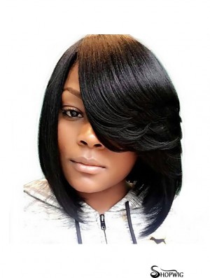 Cut Bob Synthetic Wigs for Women Heat Resistant Costume African American Wigs with Side Bangs