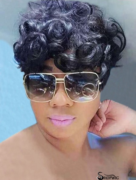 Short Curly Wigs for Black Women Short Curly Pixie Cut Wig Black Synthetic Curly Hair Wigs Short Pixie Wigs for African Americans