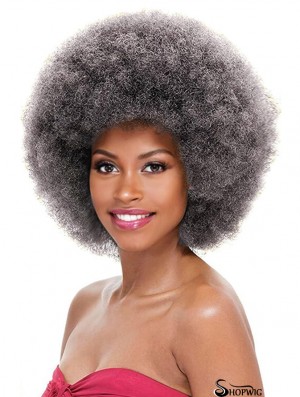 Grey Afro Curly Wigs for Unisex Women Glueless Wear and Go Wig Large Bouncy and Soft Natural Looking Synthetic Wigs