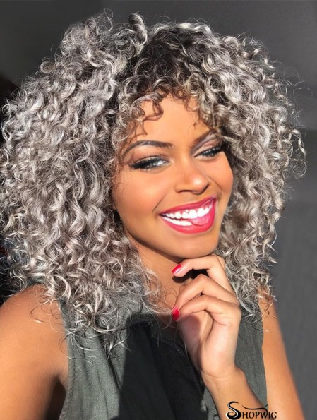 Curly Wigs with Bangs for Black Women Kinky Curly Synthetic Hair