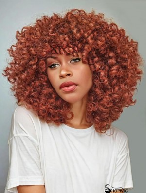 Afro Curly Wigs with Bangs for Black Women Kinky Curly Synthetic Hair