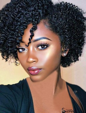 Short Kinky Curly Wigs Black Side Part Wig Afro Curly Wigs