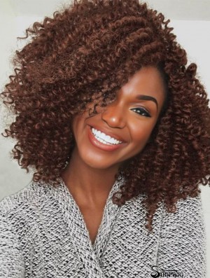 Short Kinky Curly Wigs Brown Side Part Wig Afro Curly Wig Heat Resistant Fiber Synthetic