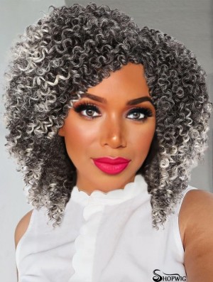 Short Kinky Curly Wigs Side Part Wig Afro Bomb Curly Wig