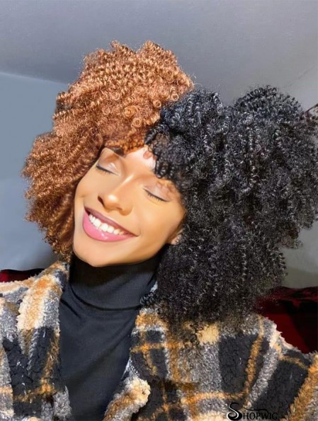 Curly Wig with Bangs for Black Women Short Kinky Curly