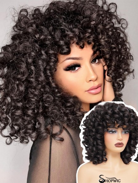 Short Curly Wig Full Culry WIgs for Black Women Afro Curly Wig With Bangs Synthetic Hair