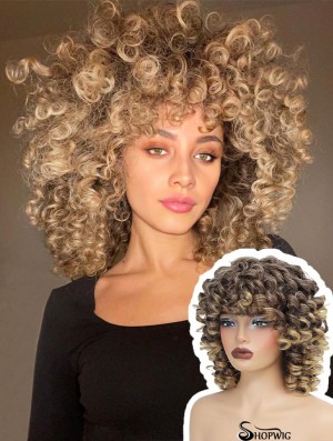 Short Curly Wig Full Culry WIgs for Black Women Afro Curly Wig With Bangs Synthetic Hair