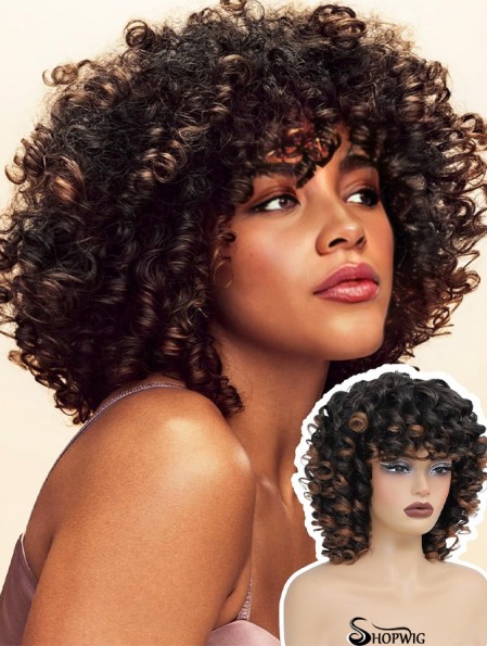 Short Curly Wig Full Culry WIgs for Black Women Afro Curly Wig With Bangs Synthetic Hair