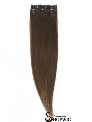 Popular Brown Straight Remy Human Hair Clip In Hair Extensions