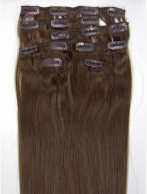 Perfect Brown Straight Remy Human Hair Clip In Hair Extensions