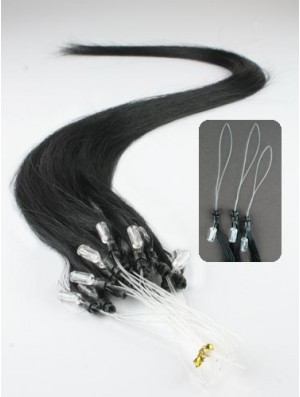 Fashionable Black Straight Micro Loop Ring Hair Extensions