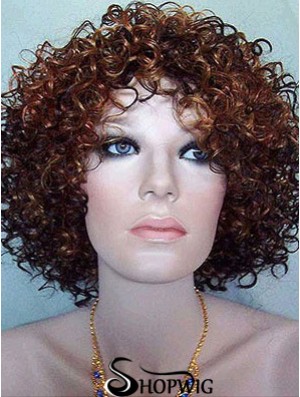 Kinky Layered Chin Length High Quality Auburn Synthetic Wigs