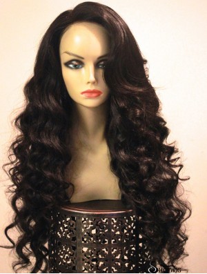 Long Brown Wavy Without Bangs Sassy African American Wigs