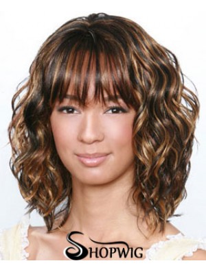 Shoulder Length Brown Curly Layered Best African American Wigs