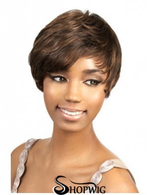 Short Brown Straight Layered Perfect African American Wigs