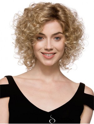 Sleek Brown Chin Length With Bangs Curly Glueless Lace Front Wigs