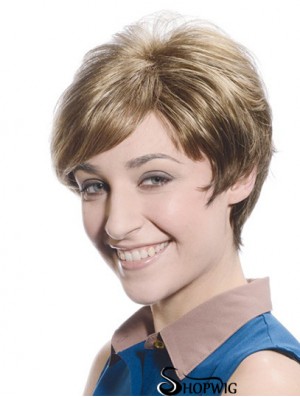 Soft Brown Short Boycuts Straight Glueless Lace Front Wigs