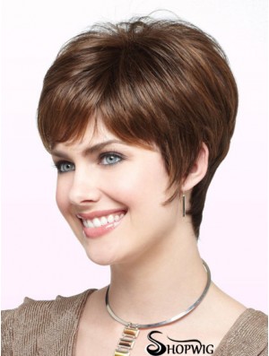 Fabulous Auburn Cropped Straight Boycuts Monofilament Wigs