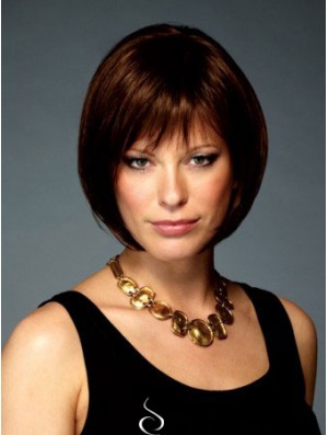 Capless Chin Length Straight Auburn Stylish Bob Wigs