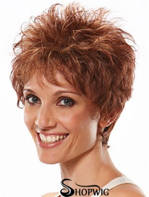 Boycuts Wavy Auburn Capless Flexibility Short Wigs