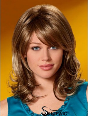 Incredible Wavy Auburn Shoulder Length Layered Medium Wigs