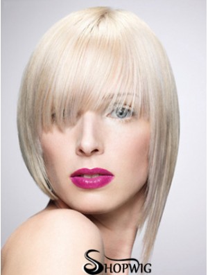 Monofilament Bobs Short Straight 10 inch Platinum Blonde New Fashion Wigs