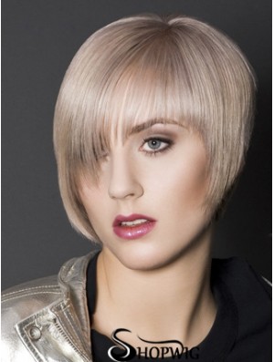 Capless Boycuts Short Straight 10 inch Platinum Blonde Sleek Fashion Wigs