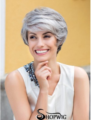 Wavy Lace Front 8 inch Top Short Grey Wigs