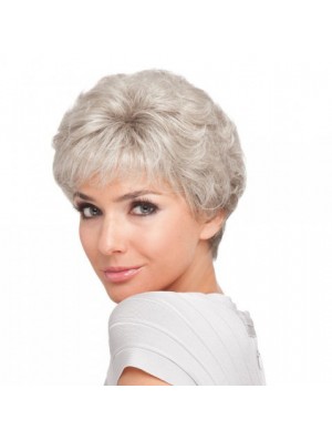 Short Hair Style For Older Ladies With Synthetic Capless Grey Cut