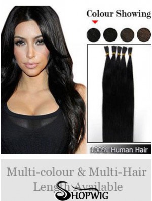 Black Straight Stick/I Tip Hair Extensions