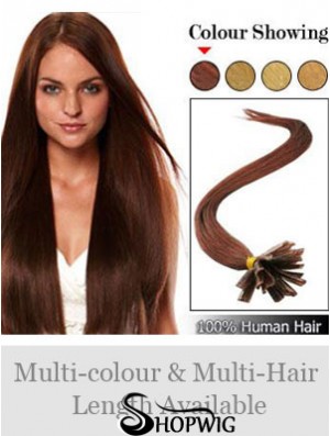 Auburn Straight Hairstyles Nail/U Tip Hair Extensions