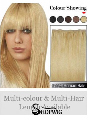 Straight Remy Human Hair Blonde Suitable Weft Extensions