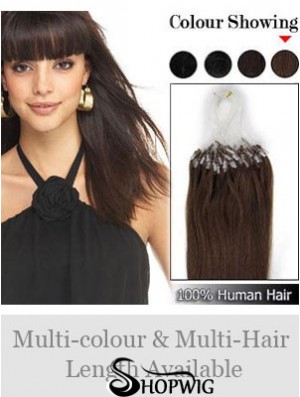 Flexibility Brown Straight Micro Loop Ring Hair Extensions