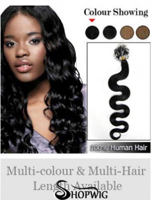 Top Black Wavy Micro Loop Ring Hair Extensions