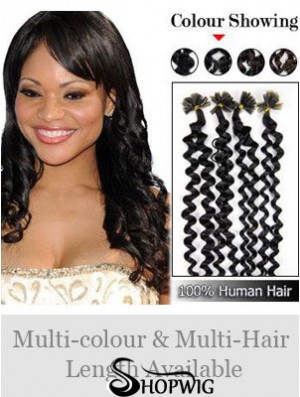 Black Curly Trendy Nail/U Tip Hair Extensions